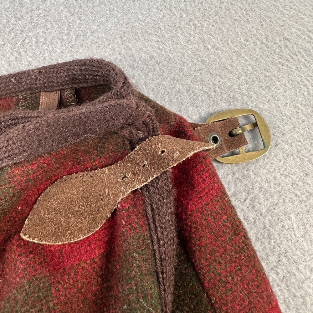 Banana Republic Wool Wrap Skirt Red Green Buffalo Plaid Made in Italy Size 2 - Picture 10 of 12